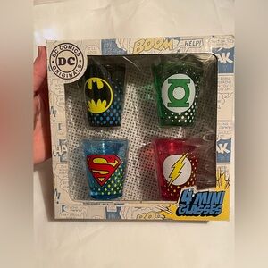 DC Comics Originals 4 Mini Glasses Batman Superman Flash Green Lantern Set